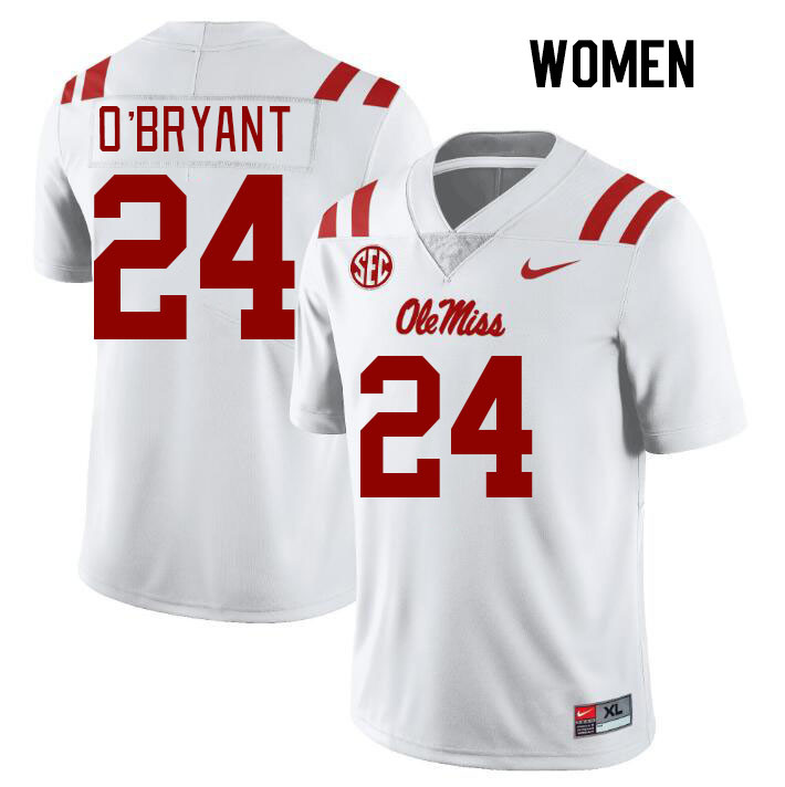 Women #24 Richard O'Bryant Ole Miss Rebels College Football Jerseys Stitched Sale-White - Click Image to Close